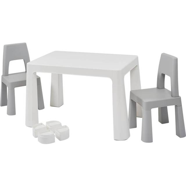 Liberty House Toys Kids White and Grey Height Adjustable Table and Chairs, Grey