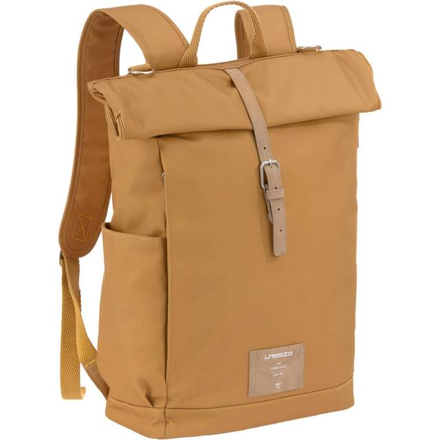 LÄSSIG Baby skötryggsäck med skötunderlägg, barnvagnsfäste, flaskvärmare vattenavvisande hållbart producerad/rolltop ryggsäck, Nattblått, Large