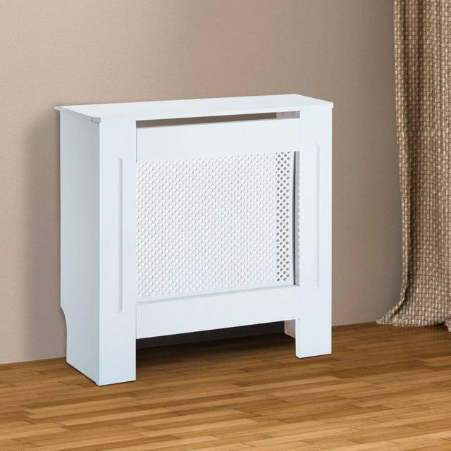 Portland White Round Grill Radiator Cover Small - 7.3 x 55.2 x 90cm