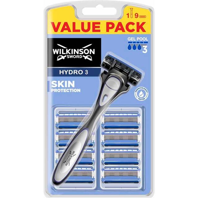 Wilkinson Sword Hydro 3 Skin Protection Men'S Razor With 9 Refills, Pack 10