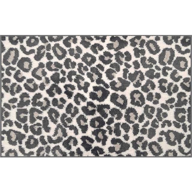 Allure Leopard Print Bath Mat - White, White