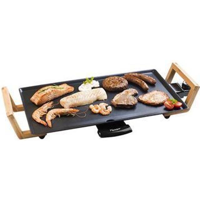 Bestron elektrisk bordsgrill, Plancha/Teppanyaki grillplatta med non-stick beläggning, grillkul för upp till 4 personer, 2 000 watt, färg; svart