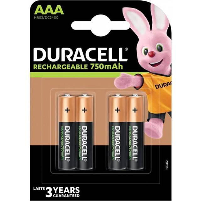 DURACELL 1501084001 AAA Uppladdningsbara Batterier, 1.2. V, Svart, Guld, Paket med 4