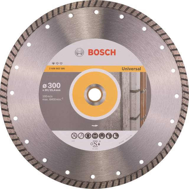 Bosch 2608602586 Standard for Universal Turbo Diamond Cutting Disc, 300mm Ã, 20/25.40mm x 3mm x 10mm