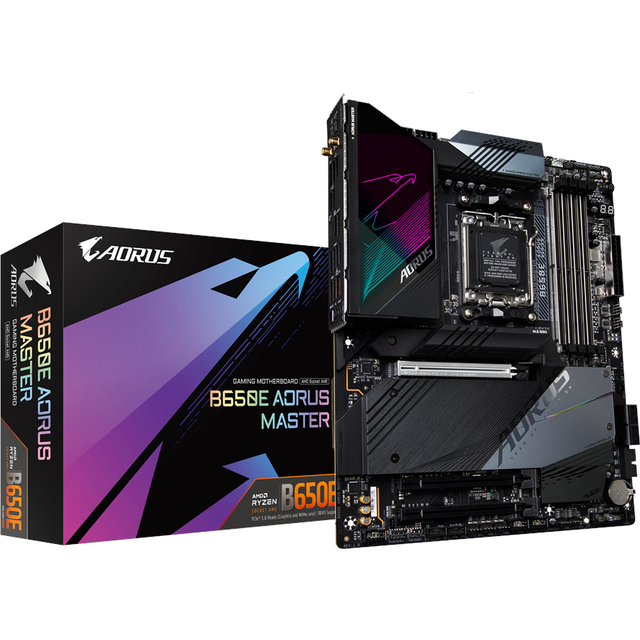 GIGABYTE B650E AORUS MASTER Motherboard - Supports AMD Ryzen 9000 CPUs 16+2+2 Digital VRM up to 8000MHz DDR5 (OC) 4xPCIe 5.0 M2 Wi-Fi 6E 2.5GbE LAN USB 3.2 Gen 2x2