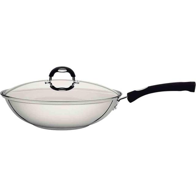 Tramontina Stainless Steel Wok With Glass Lid 28Cm (3.3L), Silver