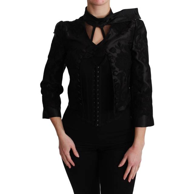 Dolce & Gabbana Black Floral Jacquard Blazer Silk Jacket - IT38|XS (IT38|XS)