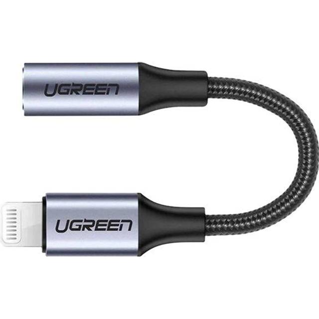 UGREEN Lightning till AUX 3,5 mm Adapter, 10 cm - Svart