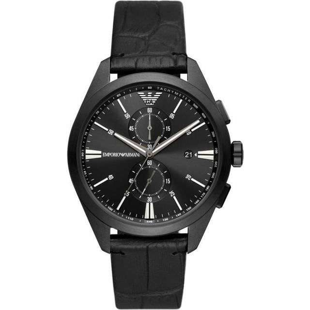 Emporio Armani Mens Black Dial & Strap Chronograph Watch AR11483