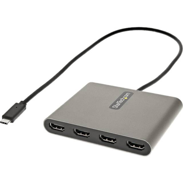 StarTech.com USB C till 4 HDMI-adapter – externt video- och grafikkort – USB Type-C till Quad HDMI-skärmadapter, dongel – 1080p 60Hz – multibildskärm videoomvandlare – endast Windows (USBC2HD4)