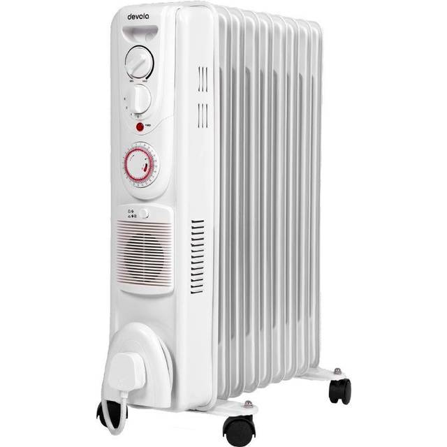 Devola 2500W Oil Filled Radiator (White) - DVSOR9F25W
