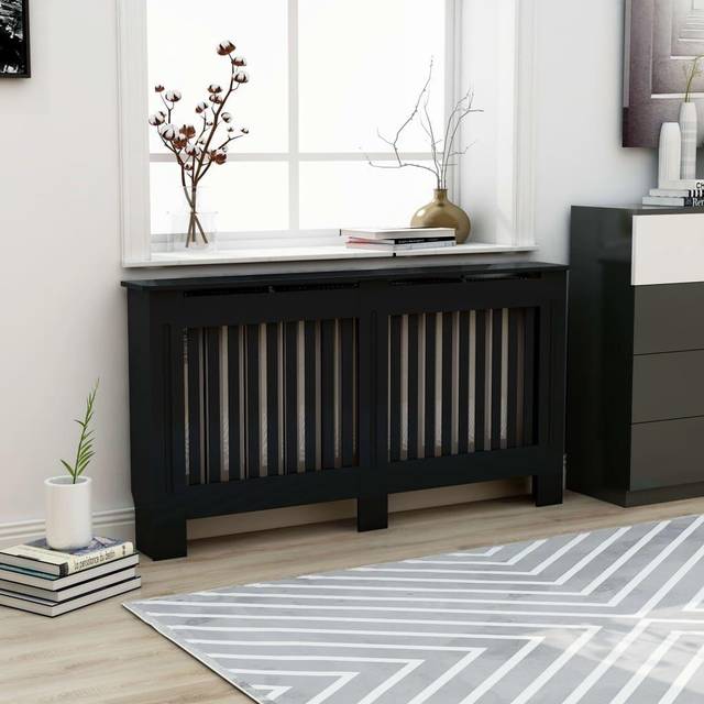 vidaXL Radiator Cover Black 152x19x81.5 cm MDF