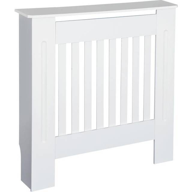 HOMCOM MDF Radiator Cover Wooden Cabinet Shelving Home Office Vertical Slatted Vent - White | TJ Hughes
