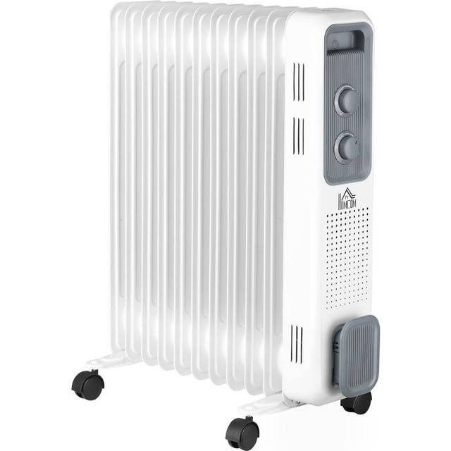 Etna HOMCOM 2720W Oil Filled Radiator Portable Space Heater with 3 Heat Settings, White