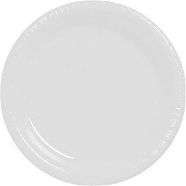 Amscan Round Big Party Pack 50 Count Plastic Dessert Plates  7-Inch  White
