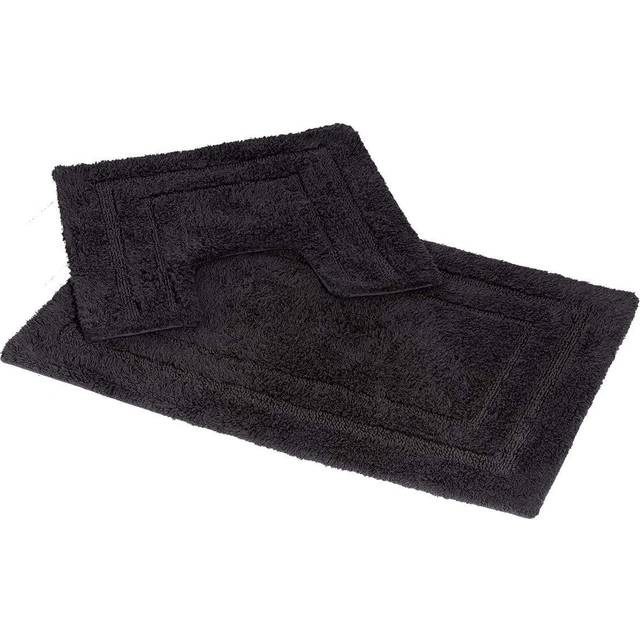 Showerdrape Pinnacle 2 Piece Cotton Bath Mat Set - Charcoal, Grey