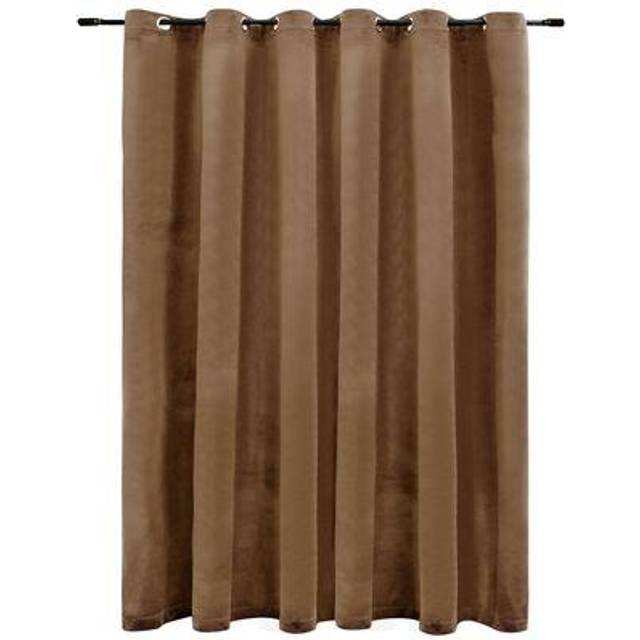 vidaXL Mörkläggningsgardin med metallringar sammet beige 290x245 cm