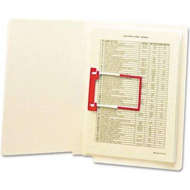 Smead 68260 U-Clip Bonded File Fasteners  2   Capacity  Red And White  100 per Box