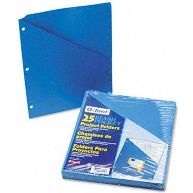 Pendaflex PFX32902 Essentials Slash Pocket Project Folders  3 Holes  Letter  Blue (Pack of 25)