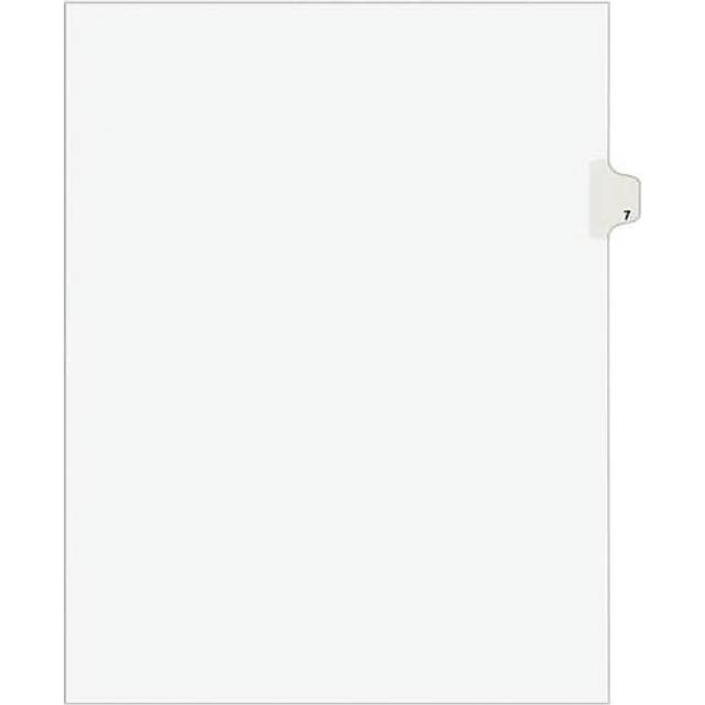 Avery Unpunched Legal Exhibit Dividers  Avery Style Helvetica Bold type  Letter Size  Individual Side Tab #7  25 Total (11917)