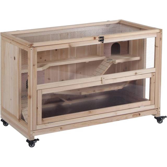 Pawhut - Wooden Hamster Cage, 3-Tier Roden Small Animals Hutch, 99 x 50 x 69 cm