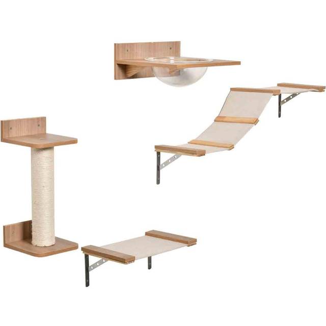 PawHut Cat Tree 4PCs Wall-mounted Shelf Set Climbing Frame Activity Center