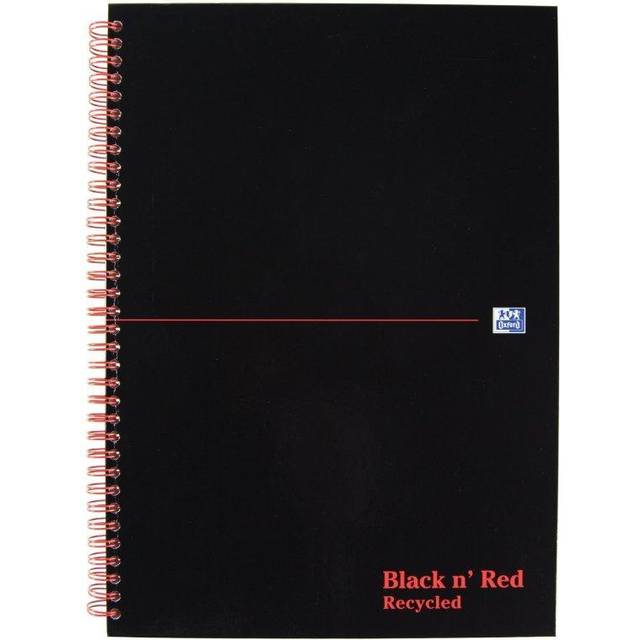 OXFORD Notebook Black n' Red A4 Ruled Spiral Bound Cardboard Hardback Black, Red 140 Pages 70 Sheets