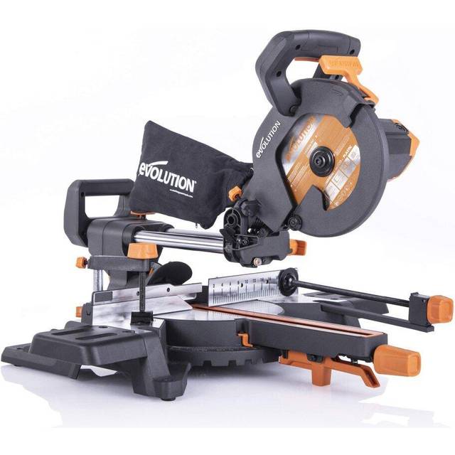 Evolution Power Tools R210SMS-300+ Sliding Mitre Saw with Multi-Material Cutting, 45 Degree Bevel, 50 Degree Mitre, 300 mm Slide, 1500 W, 230 V R210SM