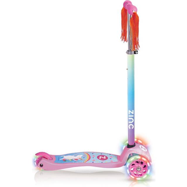 Zinc Three Wheeled Light Up Scooter (Unicorn) - One Colour