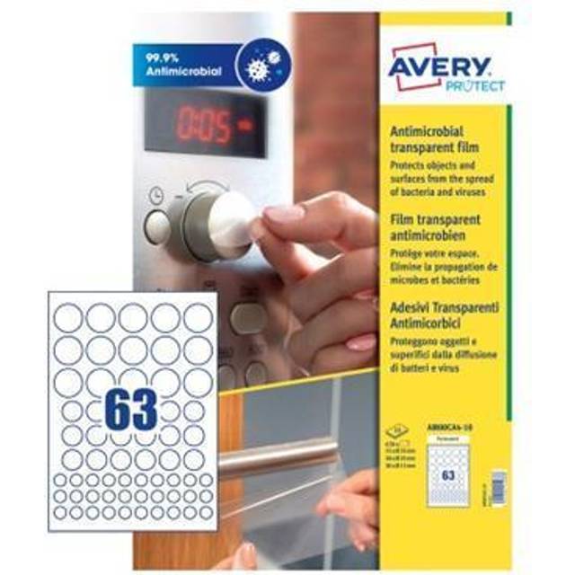 Avery Antimicrobial Surface Stickers Permanent Self-Adhesive 3.5mm x 3.5mm, 2.5mm x 2.5mm, 1.5mm x 1.5mm Clear 630 Labels