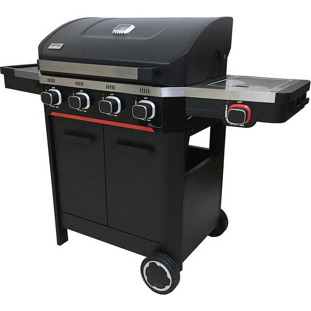 Atlas Norfolk Grills 4 - Burner Free Standing and Portable Liquid Propane Gas Grill with Side Burner and Cabinet - Black;Black (4)