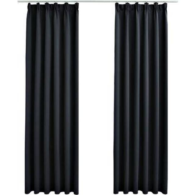 vidaXL 2x Blackout Curtains with Metal Rings Anthracite 140x245cm Drapery