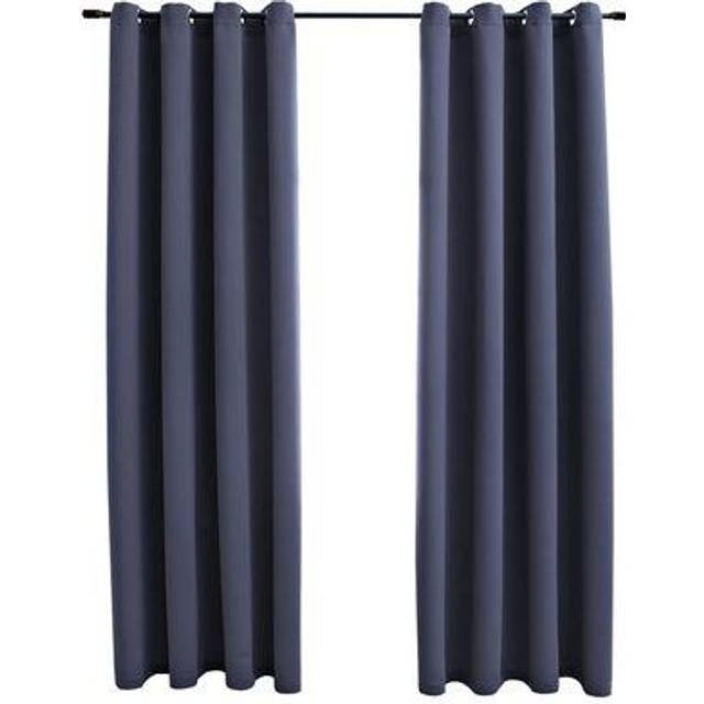 vidaXL Mörkläggningsgardiner med metallringar 2 st grå 140x175 cm