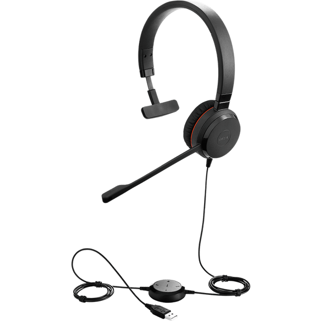 Jabra Evolve SE 20 UC Mono Headset – Unified Communications hörlurar för VoIP Softphone med Passive Noise Cancellation – USB-A kabel med kontroll – svart