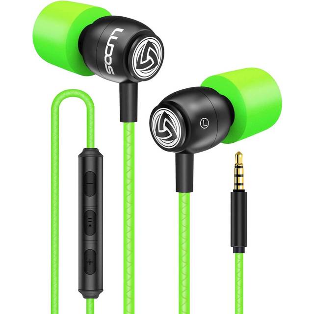 LUDOS CLAMOR Wired Earbuds in-Ear Headphones, Earphones with Microphone and Volume Control, Noise Isolating Memory Foam Eartips with Replacement