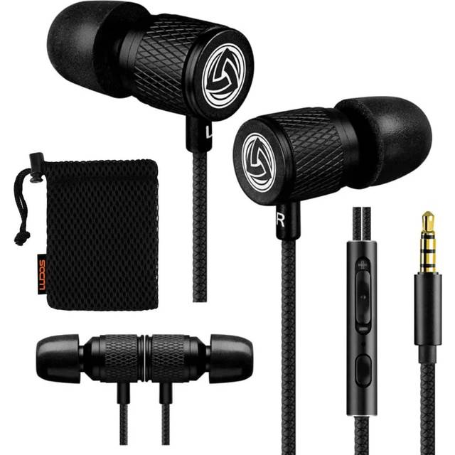 LUDOS ULTRA Wired Earbuds In-Ear Headphones, Earphones with Microphone and Volume Control, Memory Foam, Reinforced Cable, Noise Isolating, Bass