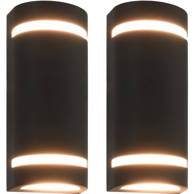 vidaXL Outdoor Wall Lights 2 pcs 35 W Black Half-round