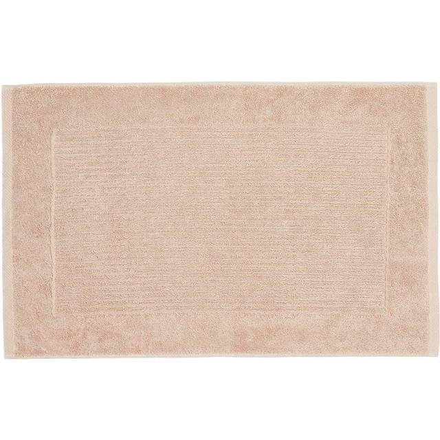 Homescapes Stone Beige Imperial Subtle Stripe Turkish Cotton Bath Mat, 50 x 80 cm, Machine Washable, Soft and Super Absorbent, Non-Slip Reverse - Natural