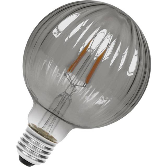 Prolite Globe LED Light Bulb Dimmable Ribbed E27 4W Extra Warm White Smoke