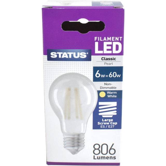Status 6W GLS LED Filament Pearl Bulb - ES