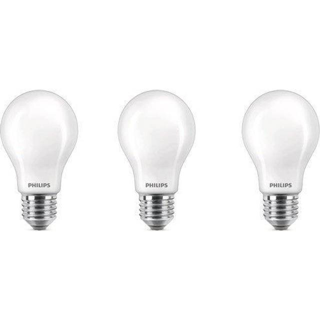 Philips LED Frosted A60 Light Bulb 3 Pack [Warm White 2700K - E27 Edison Screw] 60W, Non Dimmable. for Home Indoor Lighting