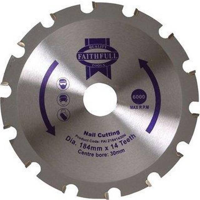 Faithfull Circular Saw Blade for Wood with Nails 184mm 14T 30mm