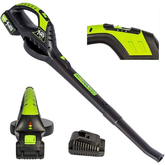 Cordless Leaf Blower 20V Li-ion 4000mAh Battery and Fast Charger - Green
