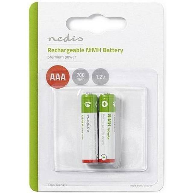 AAA HR03 700mAh 1.2V Rechargeable Battery Batteries 2 Pack - Blister