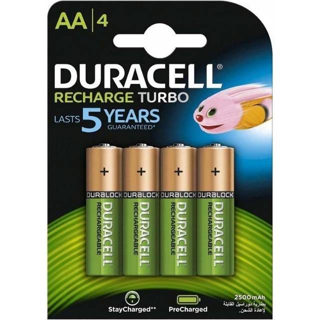 Duracell Rechargeable Type AA Battery, 2500mah, Pack of 4