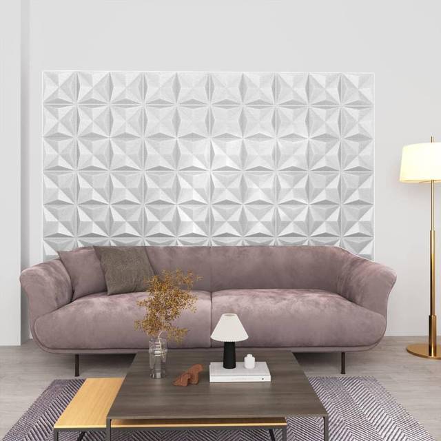 vidaXL 3D Wall Panels 24 pcs 50x50 cm Origami White 6 m²