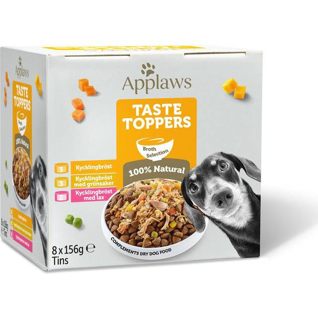 Applaws Premium naturligt våtfoder för hundar, vuxen kyckling urval i buljong 8 x 156 g burk