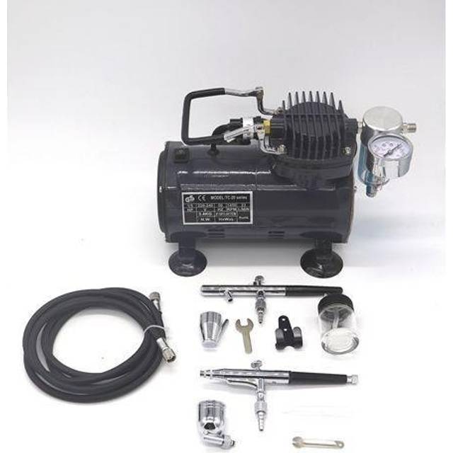 KMS - SwitZer Top End Airbrush Compressor AS18 + Double Action Air Brush Kit New
