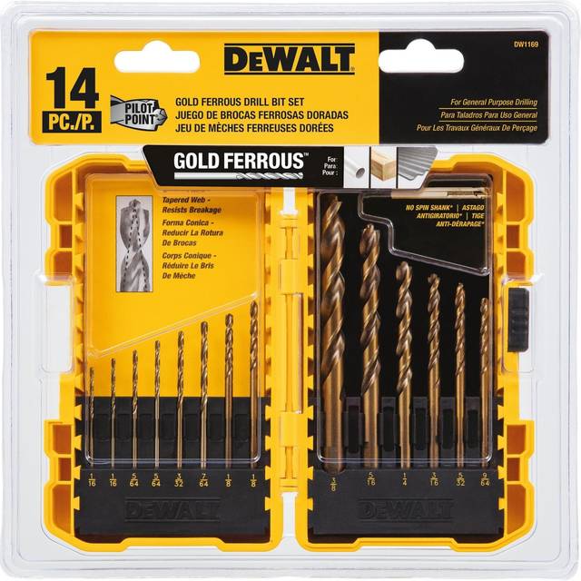 DEWALT DW1169 14-Piece Pilot-Point Twist Drill Bit Assortment