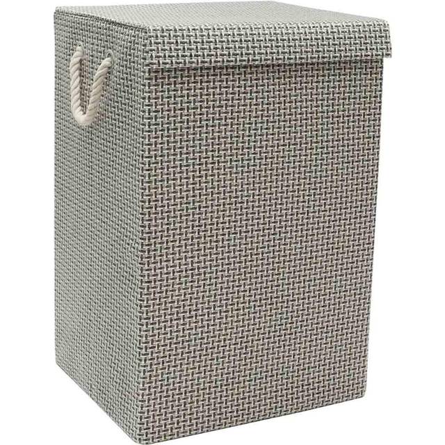 JVL Silva Fabric Foldable Laundry Hamper with Lid and Handles, Grey - Grey